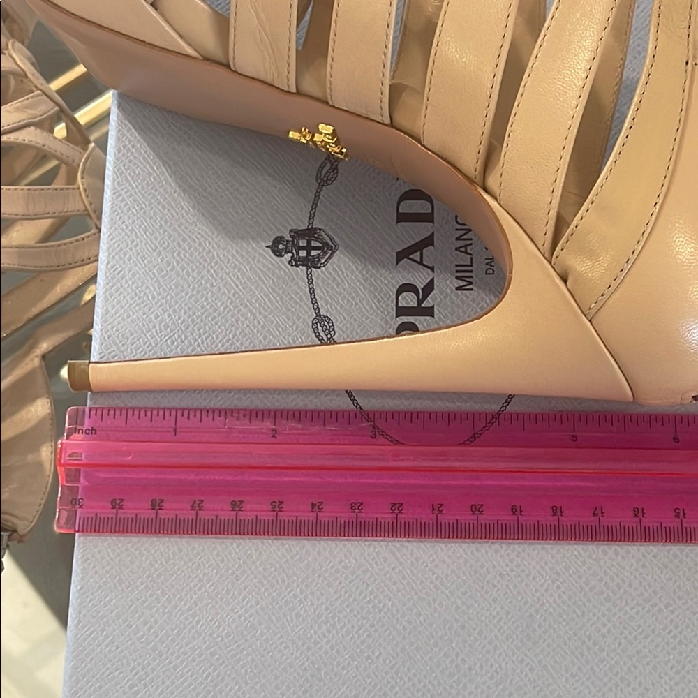Prada Women's Tan Cage Strappy Stilleto Heels - Picture 12 of 13